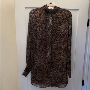 FRAME Leopard Print Long Sleeve Blouse